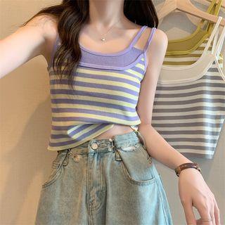 Mock Two-piece Striped Camisole Top