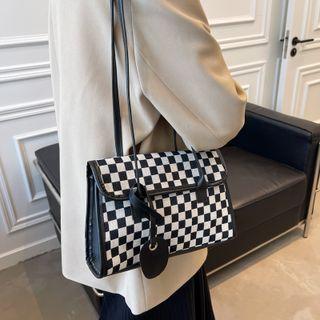 Checkered Flap Shoulder Bag
