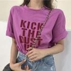 Short-sleeve Letter T-shirt Pink - One Size