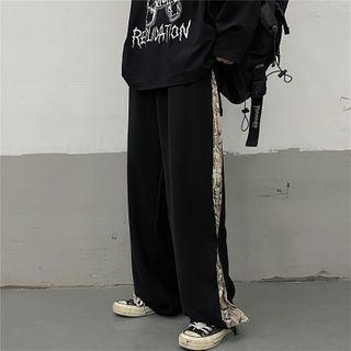 Snake Print Panel Wide-leg Pants