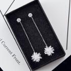 925 Sterling Silver Rhinestone Snowflake Dangle Earring 1 Pair - As Shown In Figure - One Size
