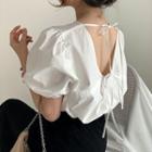 Open Back Puff Sleeve Blouse