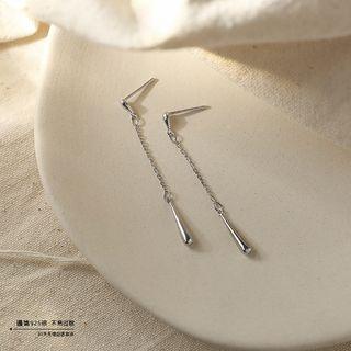 925 Sterling Silver Teardrop Dangle Earring 1 Pair - W1213 - Silver - One Size