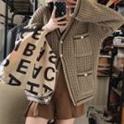 V-neck Contrast-trim Oversized Cardigan As Shown In Figure - One Size