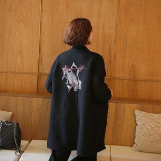 Embroidery Back Longline Flight Jacket