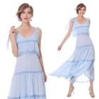 Sleeveless A-line Midi Chiffon Dress