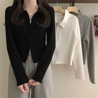 Long-sleeve Zip-up Polo Shirt