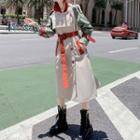 Color Block Double-breasted Midi Trench Coat