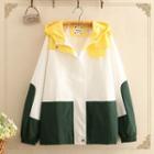 Color-block Hooded Long-sleeve Jacket