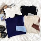 Long-sleeve Color-block Cut-out Knit Top