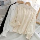 Lace Pearl Button Long-sleeve Blouse