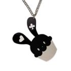 Xl Sweet Black Bunny Cupcake Of Heart Silver Long Necklace