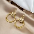 Rhinestone Alloy Hoop Dangle Earring 1 Pair - E1306 - Gold - One Size