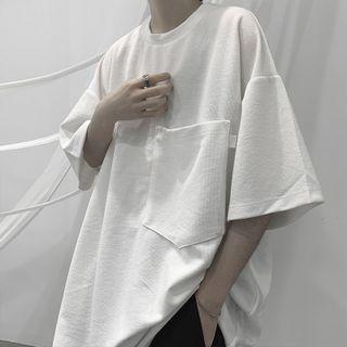 Plain Short Sleeve T-shirt With Front Pocket