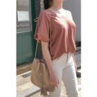 Scoop-neck Puff-sleeve T-shirt
