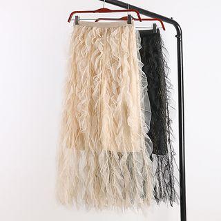 Overlay Frilled Midi Skirt