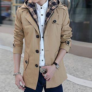 Detachable Hood Trench Jacket