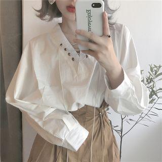 Lace Up Front Blouse / Wide Leg Shorts