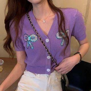 Bow Cardigan Purple - One Size