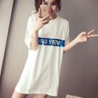 Short-sleeve Lettering Mini T-shirt Dress / Camisole Top