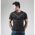 Letter Print Muscle-fit T-shirt