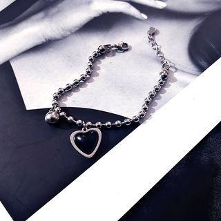 Heart Acrylic Stainless Steel Bracelet Silver - One Size