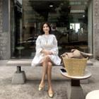 Round-neck Shirred A-line Dress