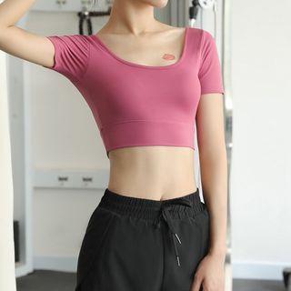 Short-sleeve Open-back Crop Sports Top