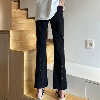 Button-up Cropped Boot-cut Pants