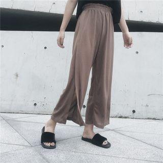 Slit-hem Wide-leg Knit Pants
