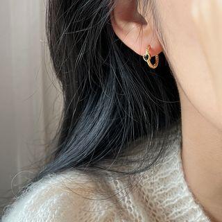 Heart Alloy Hoop Earring 1 Pair - Gold & Black - One Size