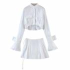 Plain Crop Shirt / A-line Skirt / Set