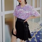 Short-sleeve Panda Print Blouse