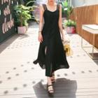 Strappy-shoulder Linen Blend Maxi Sundress