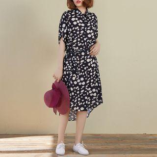 Patterned Sleeveless Shirt Black - One Size