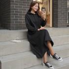 Flared Napped Long Hoodie Dress