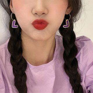 Heart Drop Earring 1 Pair - Purple - One Size