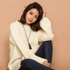 Drop-shoulder Slit-side Knit Dress