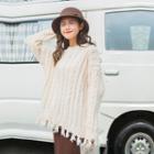 Ripped Hem Cable-knit Sweater