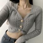 Sweetheart-neckline Crop Knit Top