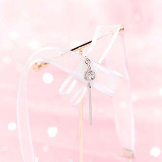 Rhinestone Lace Choker White - One Size