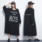 Lettering Boxy Midi Pullover Dress Black - One Size