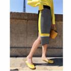 Color-block Knit Skirt Yellow - One Size