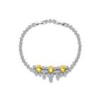 Elegant And Bright Geometric Bracelet With Yellow Cubic Zirconia Silver - One Size