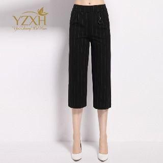 Capri Striped Straight-leg Pants