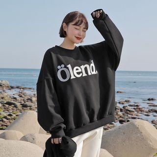 Letter Appliqu  Fleece-lined Sweatshirt