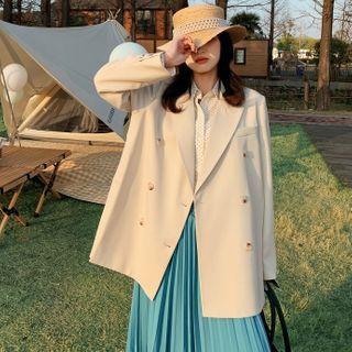 Plain Blazer / Accordion Pleated Midi A-line Skirt
