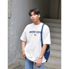 Usa Letter Print Cotton T-shirt