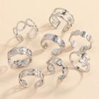 Set Of 10: Alloy Open Ring (various Designs) Set Of 10 - Silver - One Size
