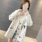 Embroidered Dotted Long Cardigan